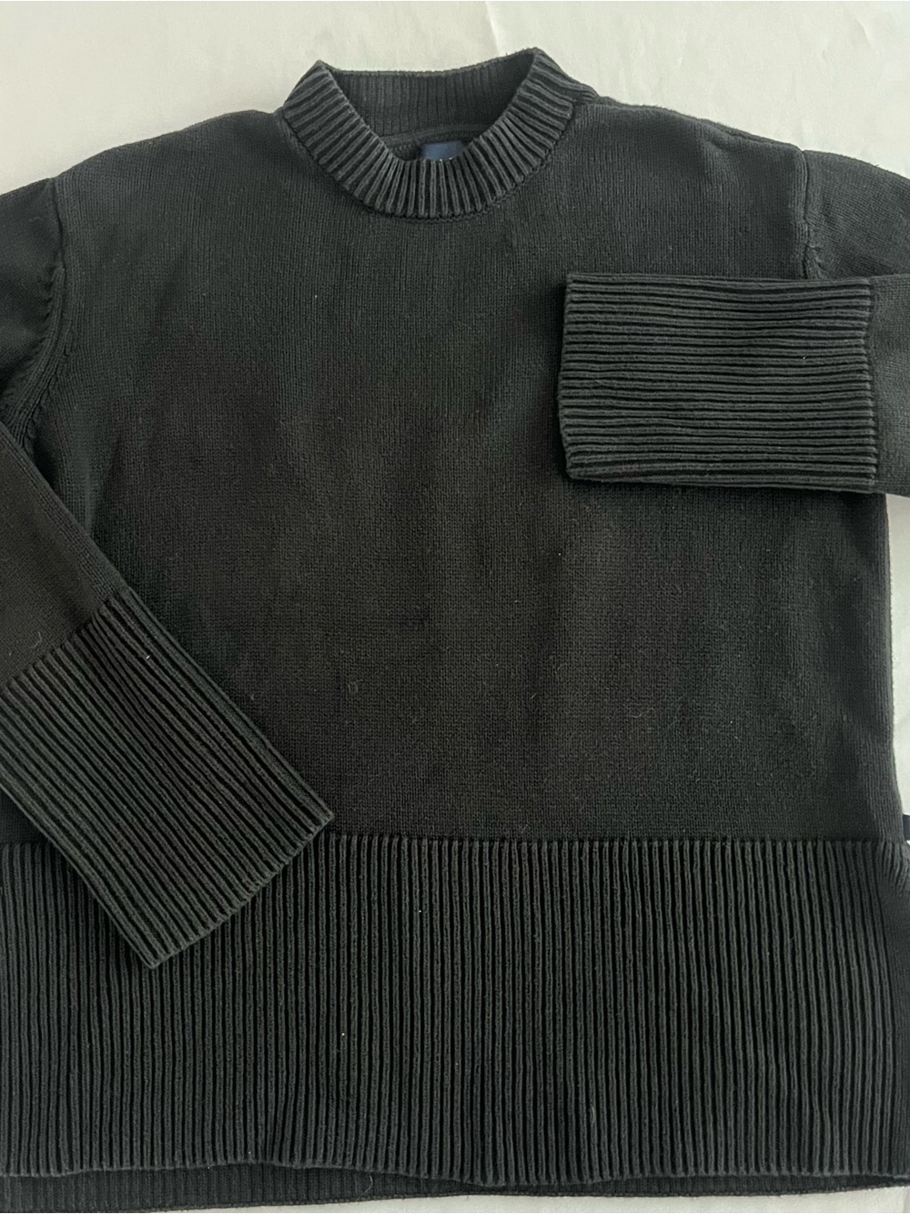 GAP Women’s Black 100% Cotton Crewneck Sweater with Ribbed Trim